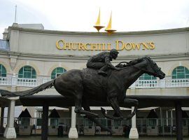 The entrance to one of American racing's cathedrals: Churchill Downs, will be silent the first Saturday in May for the first time since 1945. (Image: KY Bluegrass/Wikimedia Commons