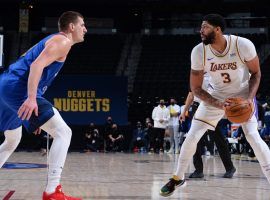 Denver Nuggets big man Nikola Jokic, seen here guarding Anthony Davis of the LA Lakers, during a game at the Pepsi Center in Denver, Colorado. Â (Image: Bart Young/Getty)