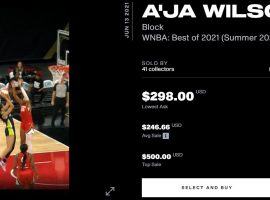 NBA Top Shot released its first WNBA NFT moment on Thursday, as Aâ€™Ja Wilson moments began dropping to new members of the site. (Image: NBA Top Shot)