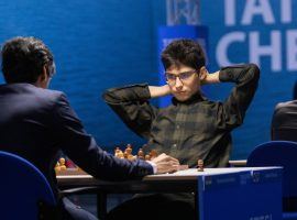 Alireza Firouzja took over the lead at the Tata Steel Masters after defeating Pentala Harikrishna to score his third straight win. (Image: Jurriaan Hoefsmit/Tata Steel Chess Tournament 2021)