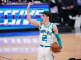 Charlotte Hornets point guard LaMelo Ball directs floor traffic for a Buzz City squad that's fighting for a postseason berth via the play-in tournament. (Image: Cary Edmondson/USA Today Sports)