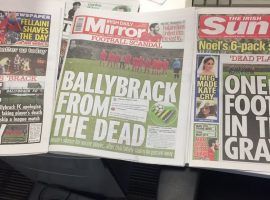 Irish tabloids had a field day with the news that Dublin-area soccer team Ballybrack FC faked the death of one of their players. (Image: Mark Tighe/Twitter)