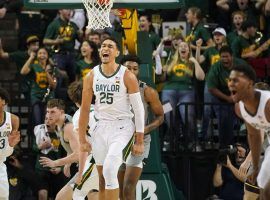 Baylor forward Tristan Clark (25) celebrates a dunk against West Virginia at the Ferrell Center in Waco, TX. (Image: Ben Ludeman/USA Today Sports)