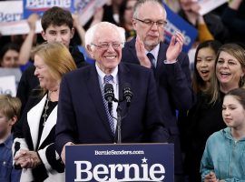 Vermont Senator Bernie Sanders speaks to supporters in Manchester, NH after winning the New Hampshire Primary. (Image: Pablo Martinez Monsivais/AP)