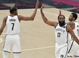 The Brooklyn Nets and their Big 3 â€“ Kevin Durant, James Harden, and Kyrie Irving â€“ are the public betting favorites to win the 2021 NBA championship and deny the LA Lakers a repeat. (Image: Getty)