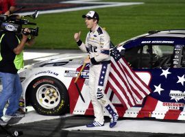 Brad Keselowski celebrates after winning the Coca-Cola 500 at Charlotte Motor Speedway on May 24, 2020. (Image: Getty)