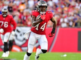 Chris Godwin from the Tampa Bay Bucs caught one of his six receptions against the New Orleans Saints before he exited Sunday Night Football with a knee injury. (Image: Porter Lambert/Getty)