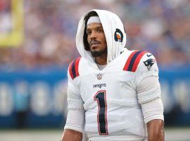 Cam Newton during warmups with the New England Patriots last season, but heâ€™s a free agent now. (Image: USA Today Sports)