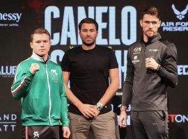 Canelo Alvarez (left) faces the undefeated Callum Smith (right) in a super middleweight title fight on Saturday. (Image: Ed Mulholland/Matchroom)