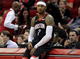 Carmelo Anthony came off the bench on Wednesday for the Houston Rockets, scoring nine points on 3-of-10 shooting. (Image: CBS Sports)