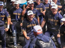 Notre Dame upset Tennessee to join the field of eight teams in the College World Series. (Image: Bryan Lynn/Icon Sportswire/Getty)