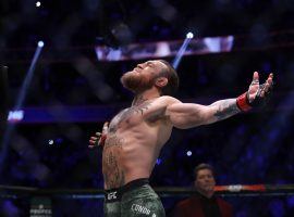 Conor McGregor celebrates after defeating Donald â€œCowboyâ€ Cerrone on Jan 18, 2020. (Image: Steve Marcus/Getty)