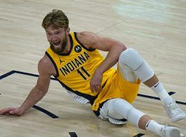 Domantas Sabonis of the Indiana Pacers are jockeying for a spot in the Eastern Conference play-in tournament. (Image: Rick Bowmer/AP)