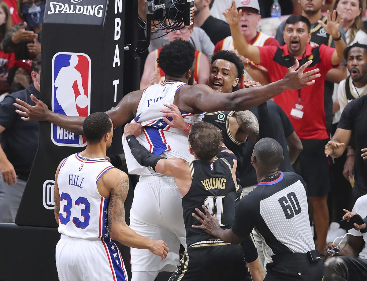 Joel Embiid John Collins NBA Playoffs Game 7 Philadelphia 76ers Atlanta Hawks