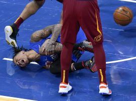 Markelle Fultz of the Orlando Magic seen here withering in pain after suffering a knee injury. Fultz was on the shortlist of potential NBA Comeback Players of the Year before the season-ending injury. (Image: John Raoux/AP)