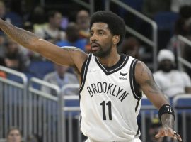 Kyrie Irving playing with the Brooklyn Nets in April at Barclayâ€™s Center. (Image: Getty)