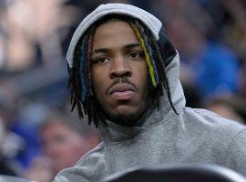 Ja Morant in street clothes on the Memphis Grizzlies bench during Game 4 versus the Golden State Warriors at Chase Center in San Francisco. (Image: Getty)