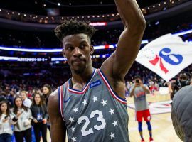 Point Guard Jimmy Butler of the Philly 76ers during warms-ups of a playoff game in Philadelphia. (Image: Chris Szagola/AP)