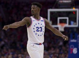 Point guard Jimmy Butler of the Philadelphia 76ers against the Brooklyn Nets in the opening round of the 2019 playoffs. (Image: Getty)