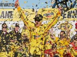 Joey Logano held off Team Penske teammate Brad Keselowski to win the Pennzoil 400. (Image: Bridget Bennett/Getty)