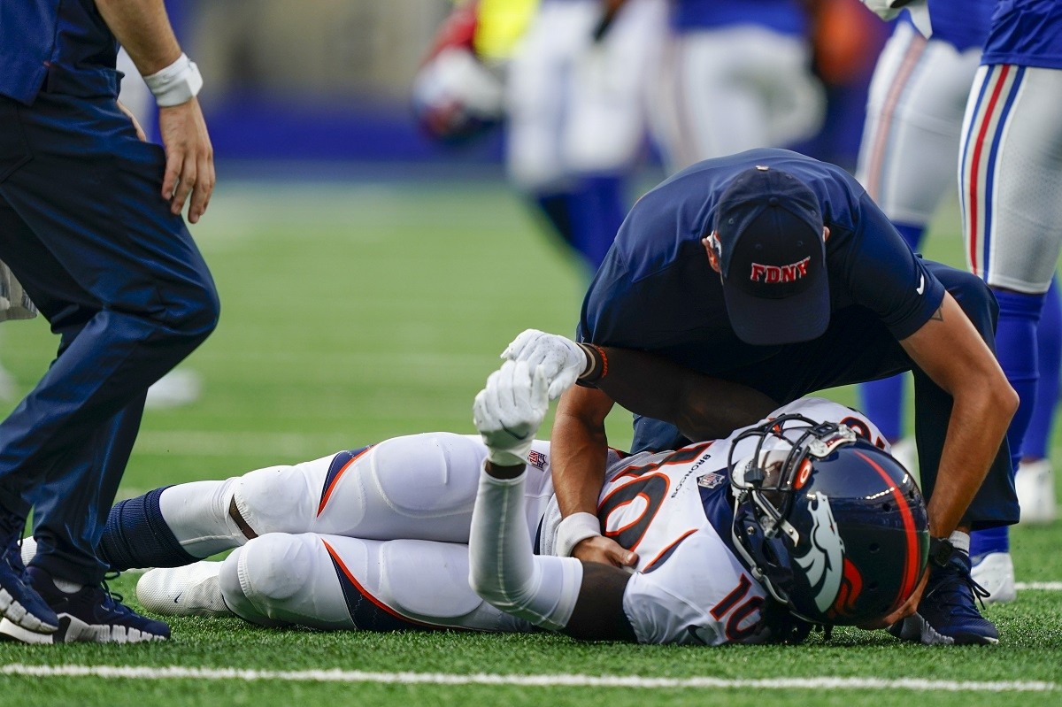 Jerry Jeudy Denver Broncos injury update high-ankle sprain