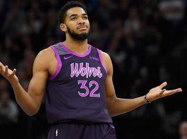 Minnesota Timberwolves center, Karl-Anthony Towns, will sit out at least two weeks with a wrist injury. (Image: Porter Lambert/Getty)