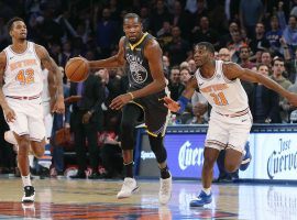 Kevin Durant from the Golden State Warriors playing against the NY Knicks at Madison Square Garden in NYC. (Image: Adam Penner/USA Today Sports)