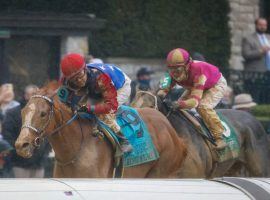 King Fury's gritty victory in the Lexington Stakes led trainer Kenny McPeek to keep him in the Triple Crown mix. Friday, his patience was rewarded iwtha 
 berth in the Kentucky Derby. (Image: Jonathan Palmer/Keeneland)