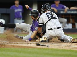 Yankees catcher Gary Sanchez tags out a baserunner from the Colorado Rockies at Yankee Stadium in the Bronx. (Image: AP)