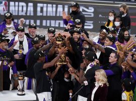 The Los Angeles Lakers celebrate winning the 2020 NBA Championship after defeating the Miami Heat in six games. (Image: AP)