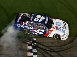 Kyle Larson won the July 2018 Daytona Xfinity Series race. His winning car was seized and auctioned as a result of DC Solar's bankruptcy. (Image: Getty)