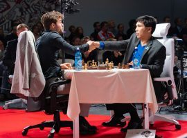 Magnus Carlsen (left) and Wesley So (right) will compete in the final of the Banter Series online chess tournament. (Image: Lennart Ootes/Chess.com)