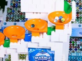 Six teams competing in 2020 Last Marble Standing Event #1 Funnel Spin at the Craven Dome. (Image: YouTube)