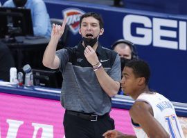 Oklahoma City Thunder head coach Mark Daigneault on the sidelines with his young squad during their current losing streak. (Image: Getty)