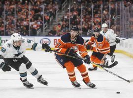 Edmonton Oilers center Connor McDavid during an offensive attack against the San Jose Sharks at Rogers Place in Edmonton, Alberta. (Image: Porter Lambert/Getty)