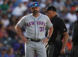 NY Mets ex-manager Mickey Callaway is frustrated after losing an argument with a home plate umpire. (Image: David Zalubowski/AP)