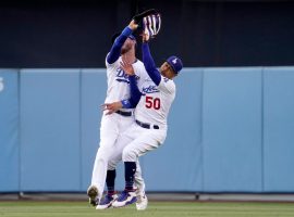 The Dodgers placed Mookie Betts on the 10-day injured list due to a cracked right rib after he collided with Cody Bellinger on Wednesday. (Image: Mark J. Terrill/AP)