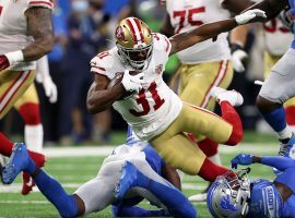 San Francisco 49ers running back Raheem Mostert incurred a knee injury in Week 1 action against the Detroit Lions. (Image: Gregory Shamus/Getty)