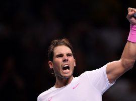 Rafael Nadal came back from the edge of defeat to beat Daniil Medvedev and keep his hopes alive at the Nitto ATP Finals. (Image: Getty)