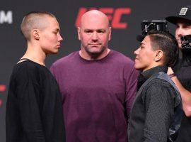 Rose Namajunas (left) will defend her strawweight championship against Jessica Andrade (right) at UFC 237. (Image: Josh Hedges/Zuffa/Getty)