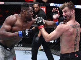 Francis Ngannou (left) knocked out Stipe Miocic (right) to win the UFC heavyweight title on Saturday night. (Image: Jeff Bottari/Zuffa)