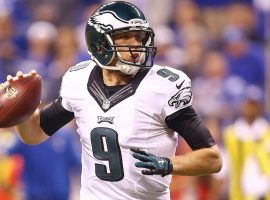 Philadelphia quarterback Nick Foles is sure to be nervous in his first Super Bowl but will that translate into his first pass being incomplete? Sports Books think not and are offering good odds on betting for an incompletion. (Image: Getty)