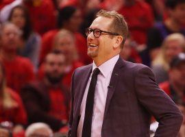 Nick Nurse along the Toronto Raptors sidelines during the 2019 NBA Playoffs. (Image: Gregory Shamus/Getty)