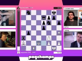 NymN grabbed the final Pogchamps championship semifinal spot by defeating Papaplatte 2-0 in their quarterfinal match. (Image: Chess.com/Twitch)