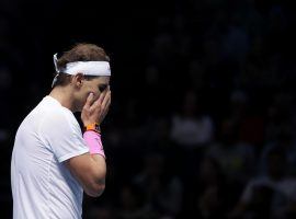 Rafael Nadal is out of the ATP Finals despite winning his final group stage match against Stefanos Tsitsipas. (Image: Getty)