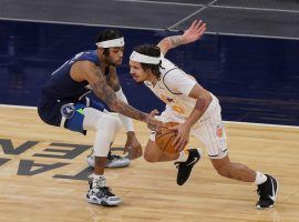 Minnesota Timberwolves point guard D'Angelo Russell defends Orlando Magic rookie Cole Anthony (50) in a game at the Target Center in Minneapolis. (Image: Brad Rempel/USA Today Sports)