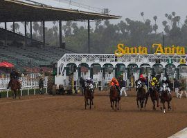 Santa Anita Park ran with empty grandstands for a year. The iconic Southern California track reopens to limited capacity Friday, April 2. (Image: Mark J. Terrill/AP