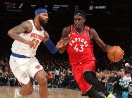 Toronto Raptors forward Pascal Siakam blows by the New York Knicks Marcus Morris at Madison Square Garden in NYC. (Image: Nathan S. Butler/Getty)