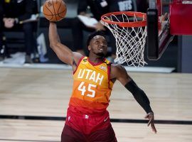 Donovan Mitchell from the Utah Jazz throws down a dunk. (Image: Getty)