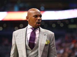 Jerry Stackhouse on the sidelines of a Memphis Grizzlies game at the FedEx Forum in Memphis, TN. (Image: Mark J. Rebilas/USA Today Sports)